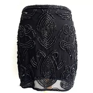 YUMI KIM Black Beaded Sequin Dress Size S